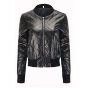 Lovely Casual Zipper Design Black Coat