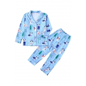 Lovely Family Printed Blue Boys Two-piece Pants Se