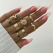 Lovely Trendy 8-piece Gold Metal Ring
