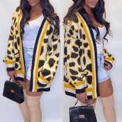 Lovely Casual Printed Yellow Cardigan