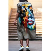 LW Plus Size Figure Print Coat