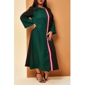 Lovely Casual Patchwork Green Mid Calf Plus Size D