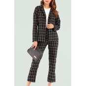 Lovely Casual Grids Printed Black And White Two-pi