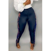 Lovely Casual Tassel Design Black Jeans