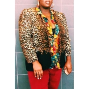Lovely Casual Leopard Printed Plus Size Coat