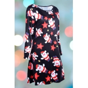 Lovely Christmas Day Printed Bright Red Knee Lengt
