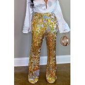 Lovely Casual Sequined Gold Pants