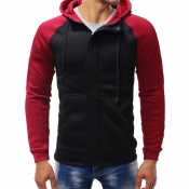 Lovely Casual Hooded Collar Color-lump Patchwork B