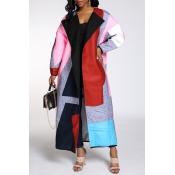Lovely Casual Color-lump Patchwork Multicolor Tren