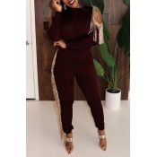 Lovely Party Tassel Design Purplish Red Two-piece 