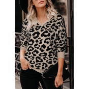 Lovely V Neck Leopard Sweater