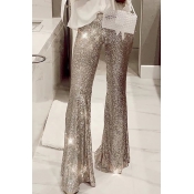 Lovely Sexy Flared Silver Pants