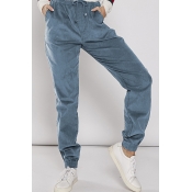 Lovely Casual Drawstring Blue Pants