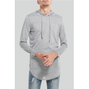 Lovely Casual Hooded Collar Light Grey Hoodie