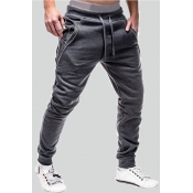 Lovely Casual Zipper Dark Grey Pants