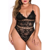 Lovely Sexy Hollow-out Black Teddies