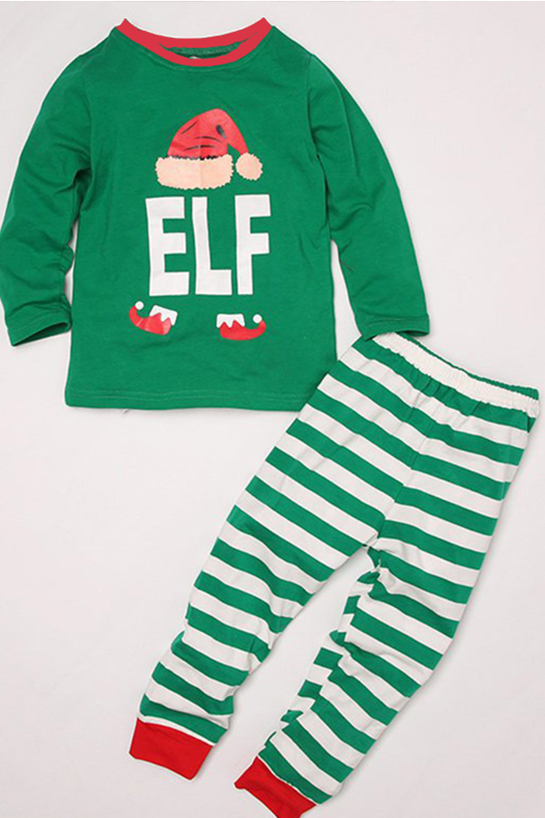 

Lovely Family Striped Green Kids Two-piece Pants Set
