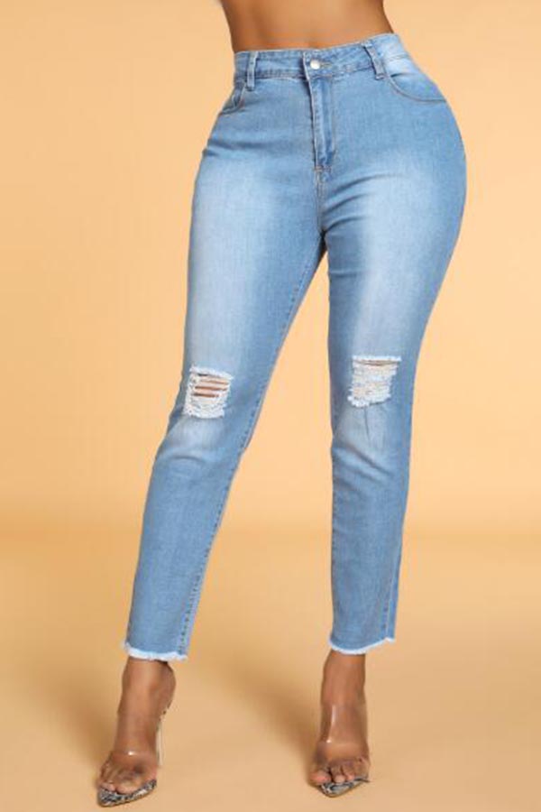 Lovely Chic Hollow-out Blue Jeans