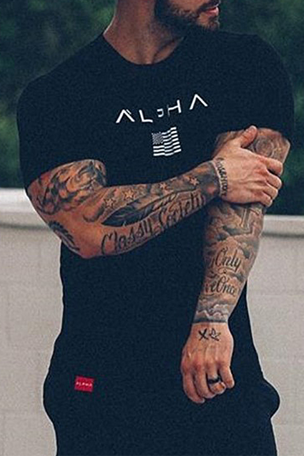 

Lovely Casual Print Black T-shirt
