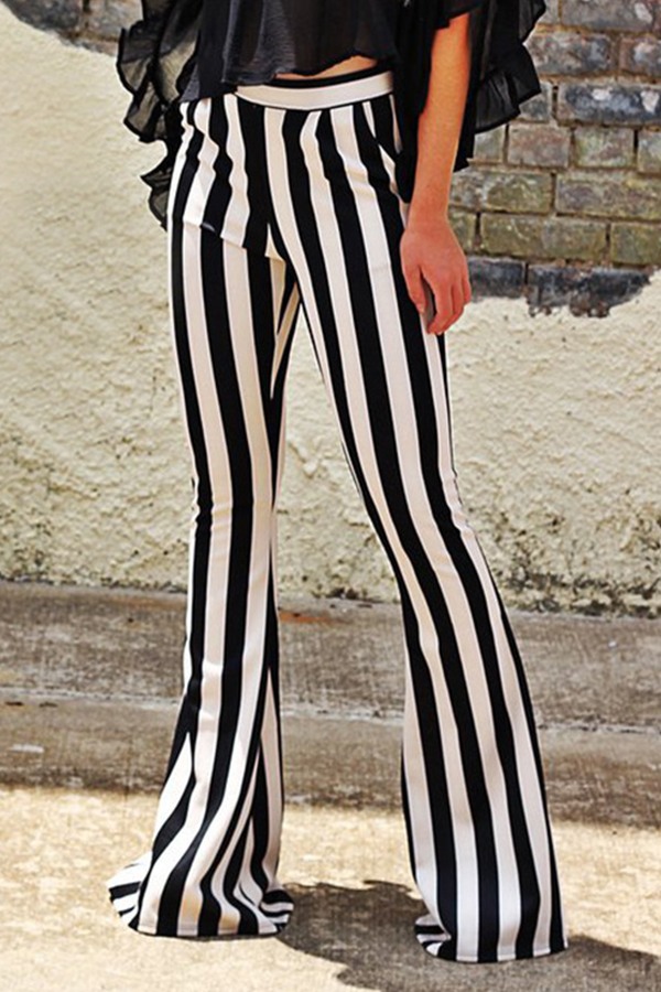 

Lovely Casual Striped Black Pants