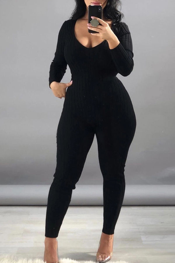 

Lovely Casual Skinny Black One-piece Jumpsuit