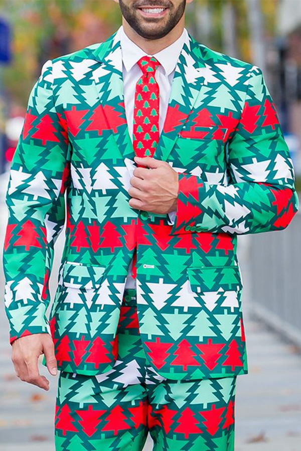 

Lovely Christmas Day Print Green Formal Wear