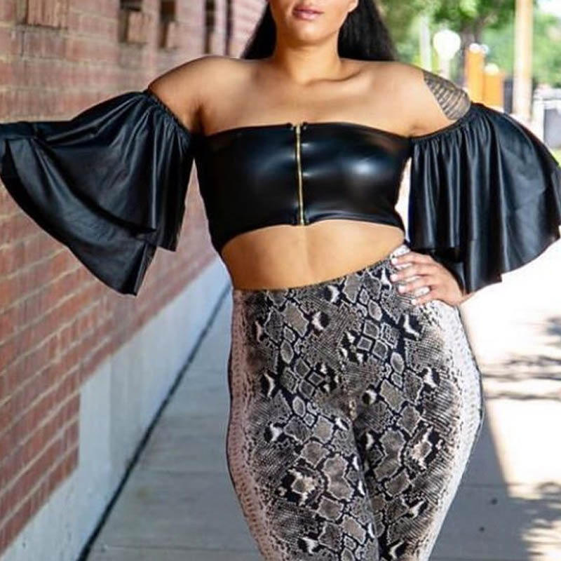 

Lovely Casual Flounce Black Plus Size Blouse