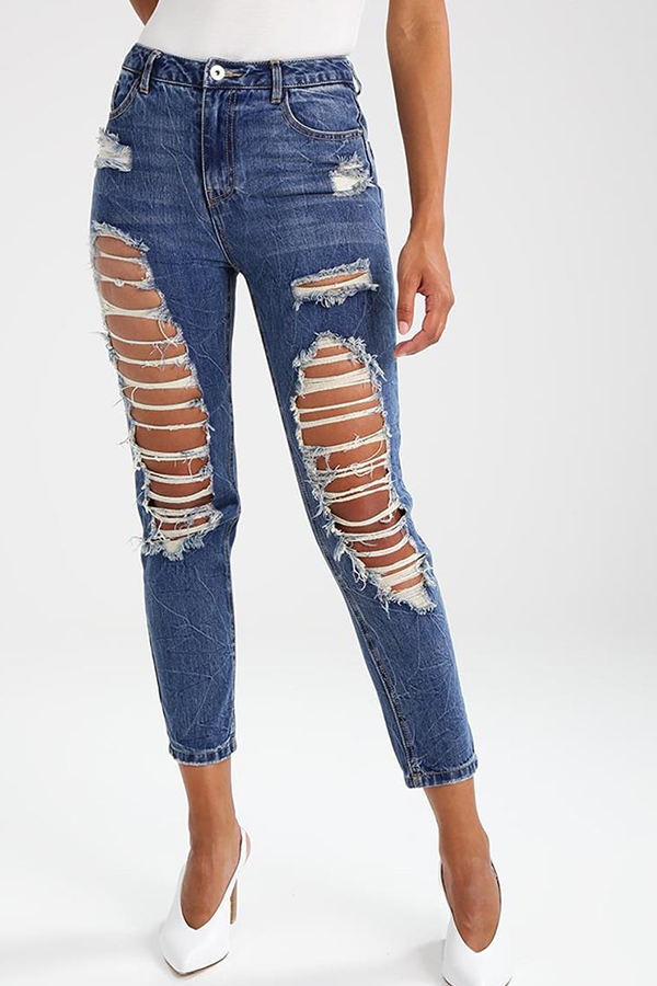 

Lovely Casual Hollow-out Blue Jeans
