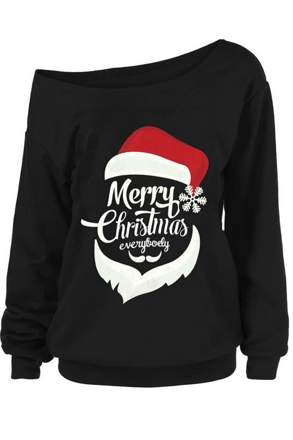 

Lovely Casual Print Black Hoodie