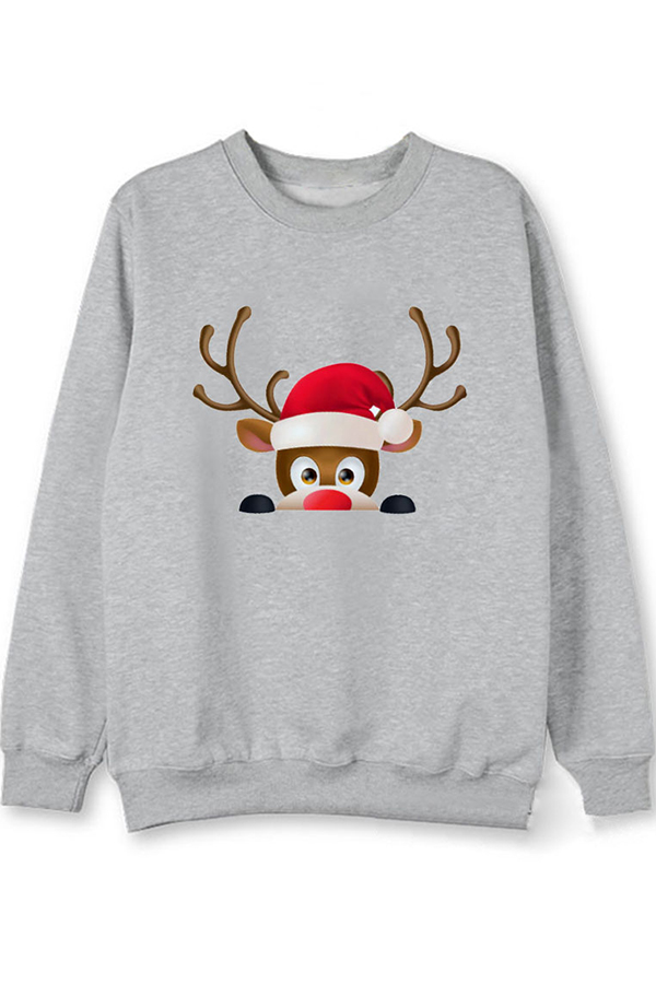 Lovely Christmas Day Print Grey Hoodie