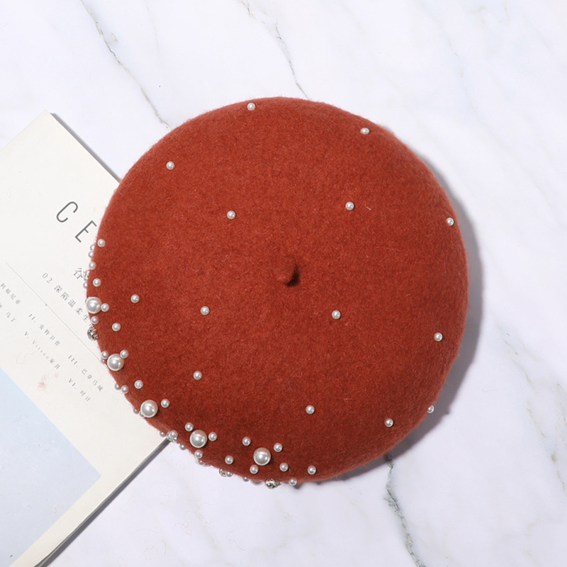 

Lovely Casual Beading Brick Red Hat