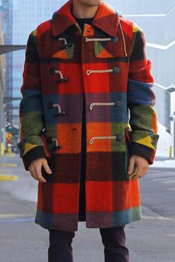 

Lovely Trendy Plaid Print Multicolor Coat, Multicolor lattices