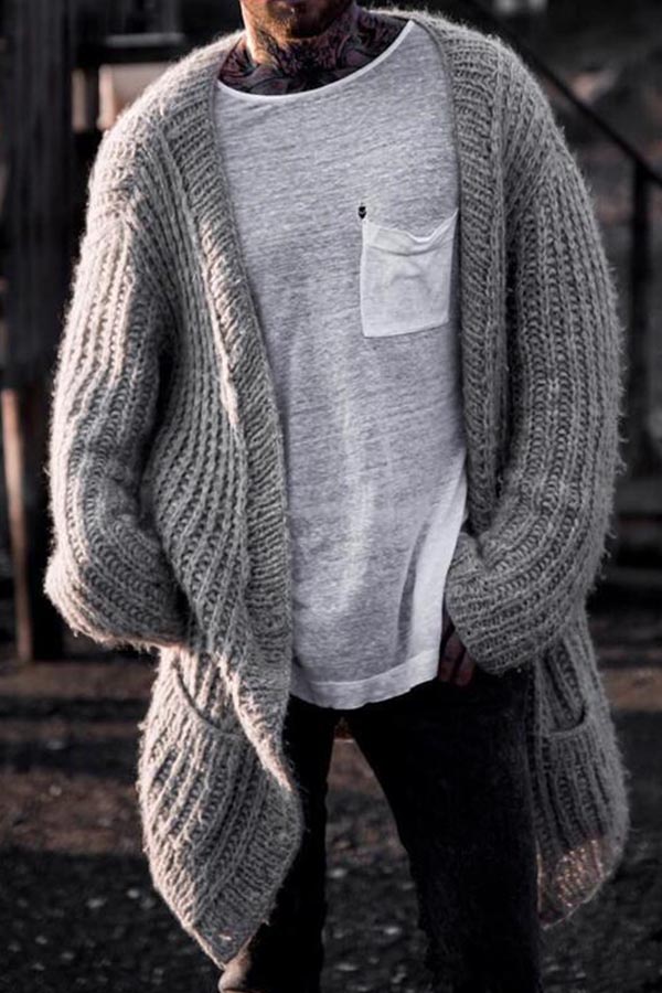 

Lovely Casual Loose Grey Cardigan
