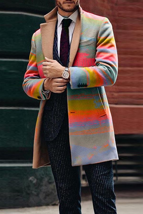 

Lovely Bohemian Turndown Collar Multicolor Coat, Multi