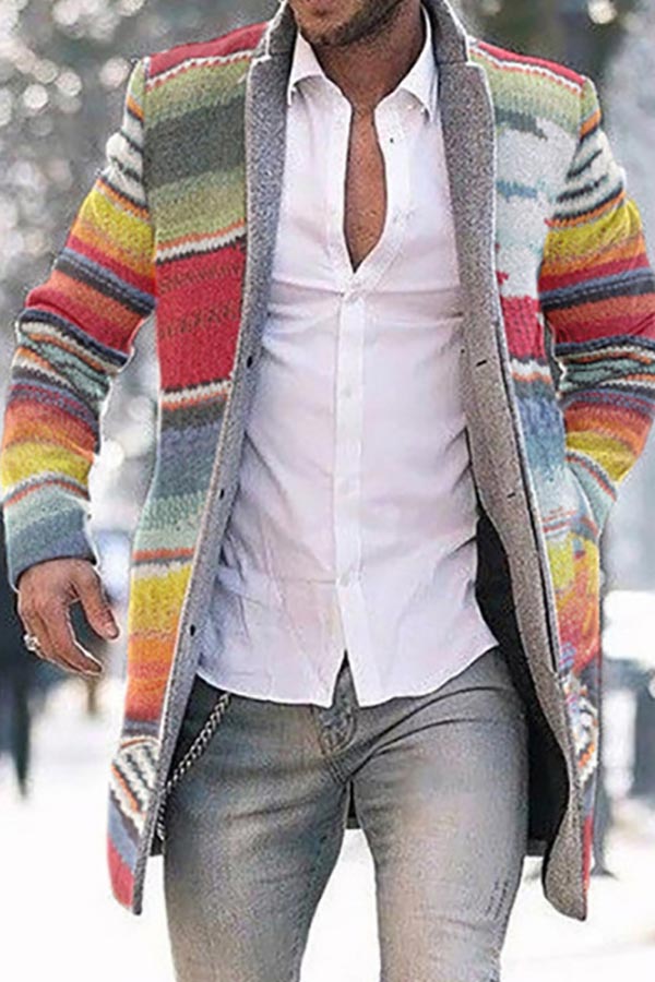 Lovely Bohemian Patchwork Multicolor Trench Coat