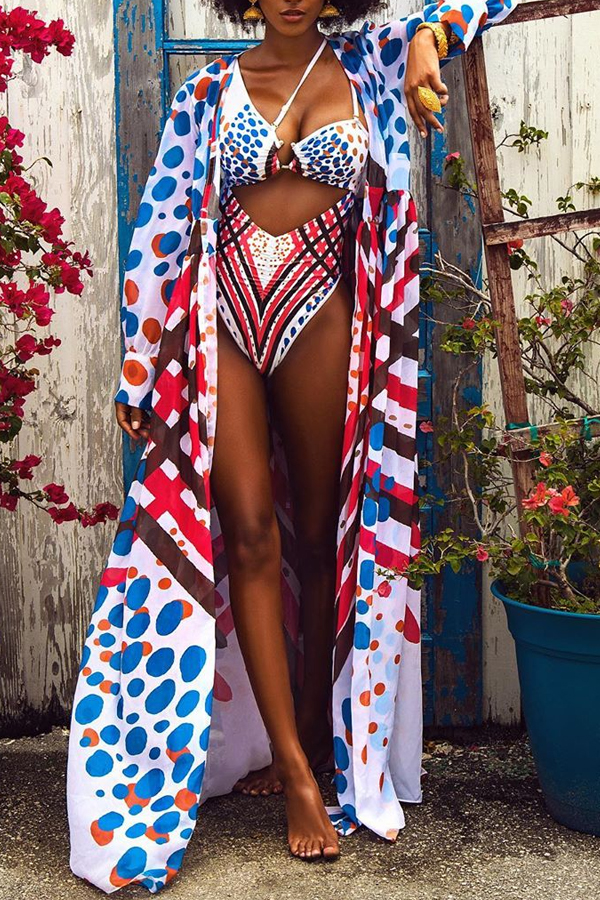 

Lovely Print Multicolor Two-piece Swimsuit, Multi