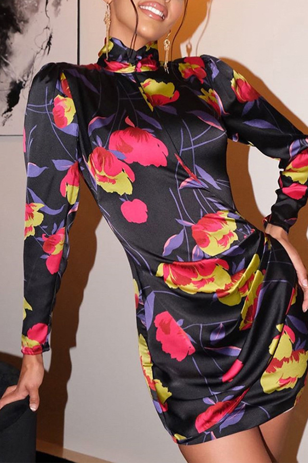 

Lovely Chic Print Black Mini Dress