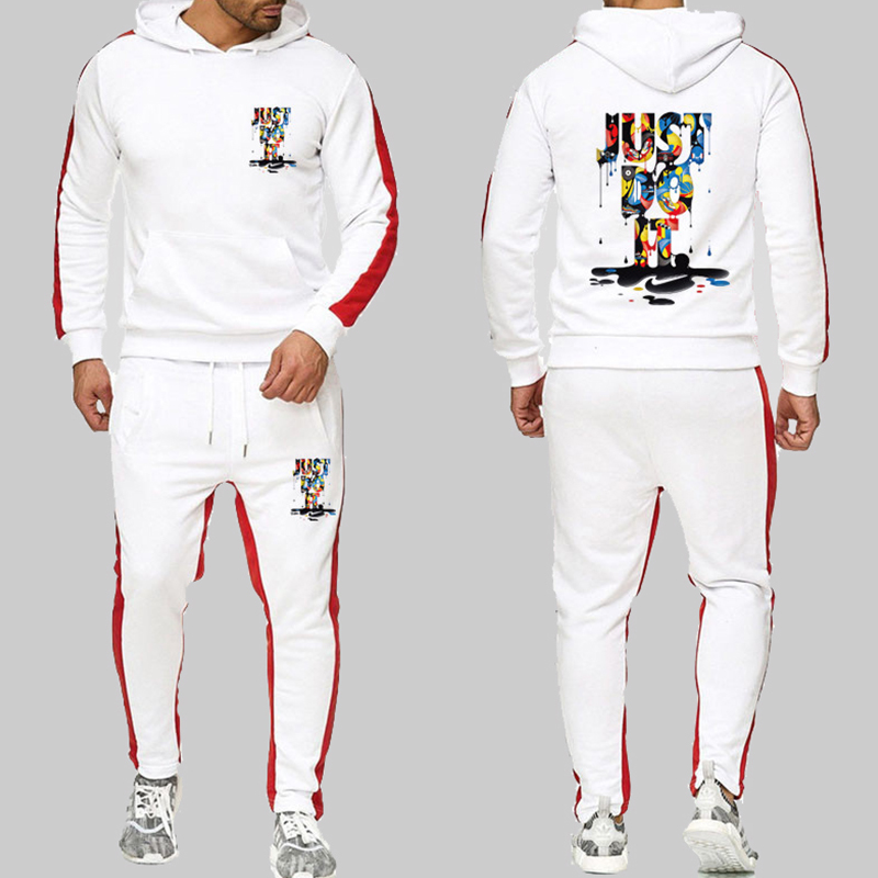

Lovely Casual Hooded Collar Print White Two-piece Pants Set