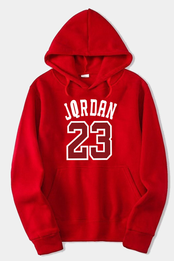 

Lovely Casual Hooded Collar Letter Red Hoodie