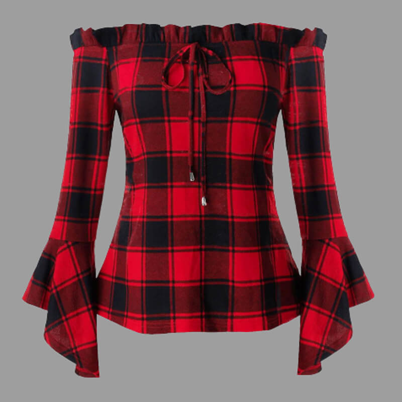 Lovely Casual Plaid Print Red Plus Size Blouse