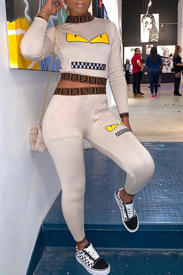 

Lovely Chic Print Apricot Two-piece Pants Set