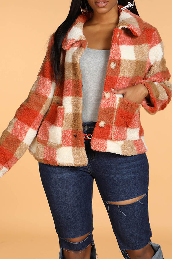 

Lovely Chic Plaid Patchwork Jacinth Coat