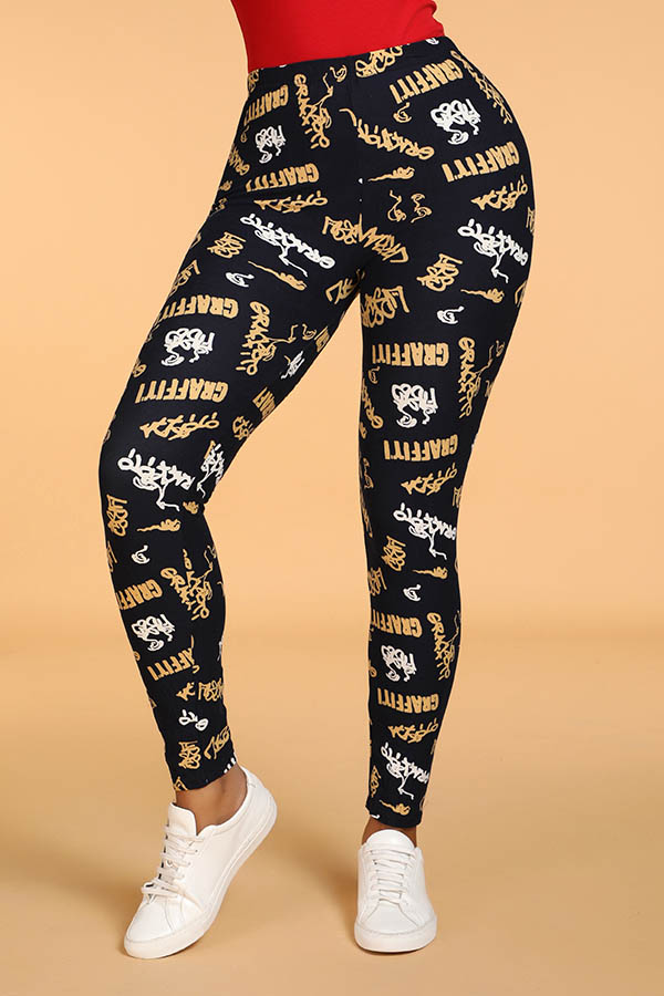 

Lovely Leisure Letter Black Leggings