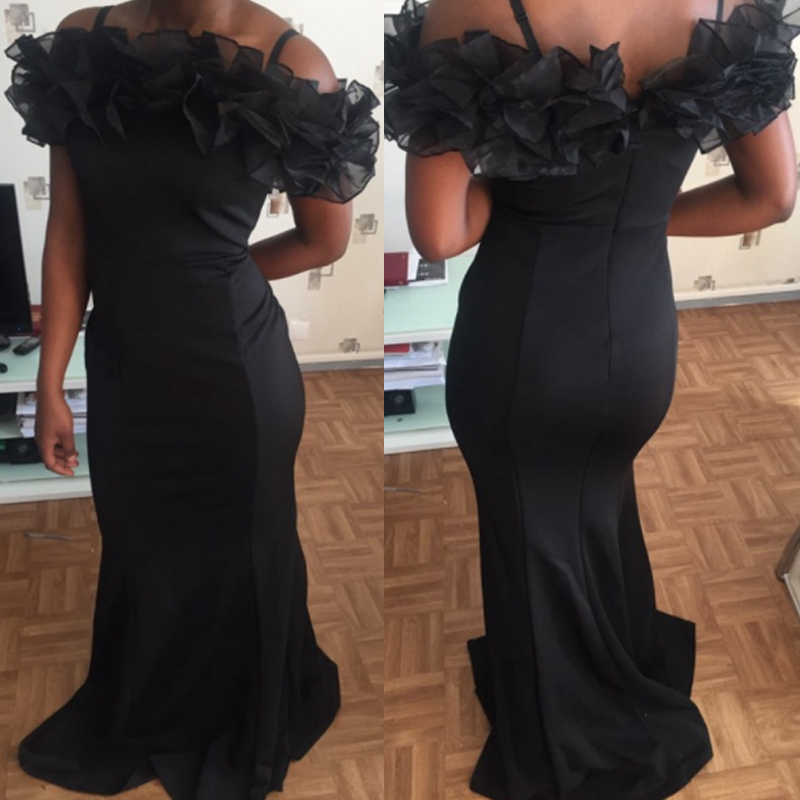 

Lovely Party Flounce Black Evening Dress