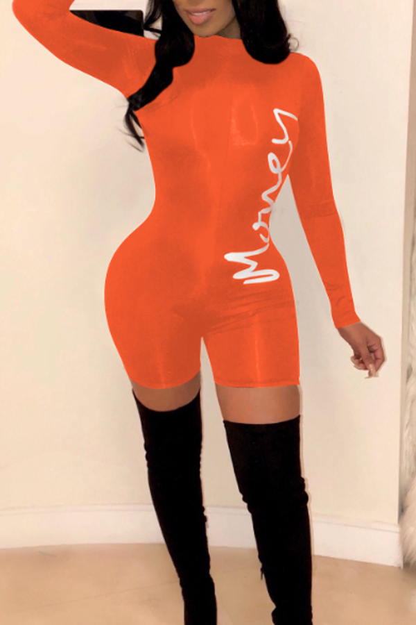 

Lovely Casual Skinny Orange One-piece Romper