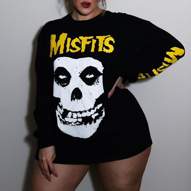 

Lovely Casual Letter Skull Black Mini Dress