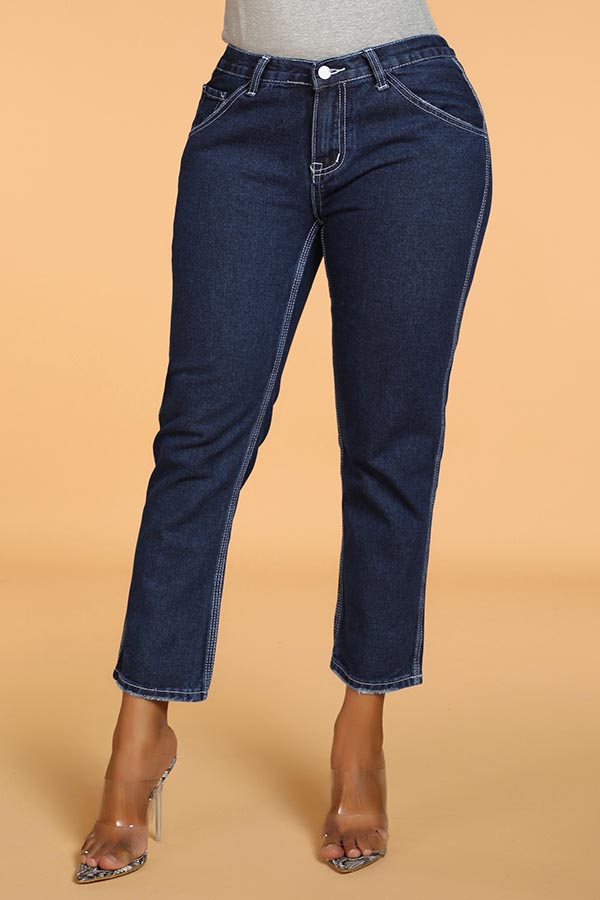 

Lovely Casual Basic Deep Blue Jeans