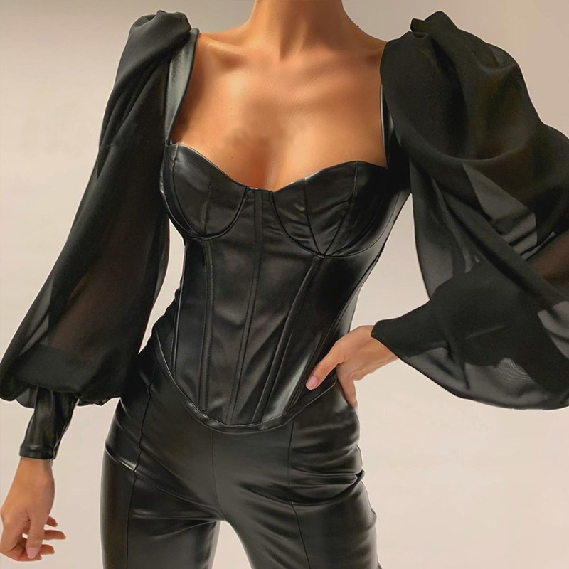 

Lovely Casual Square Collar Loose Black Blouse