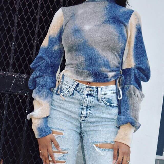 

Lovely Chic Print Blue Sweatshirt Hoodie