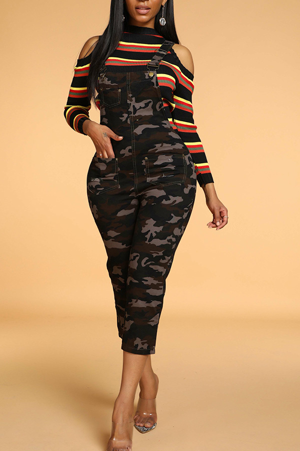 

Lovely Trendy Camo Army Green One-piece Jumpsuit, Army green camouflag